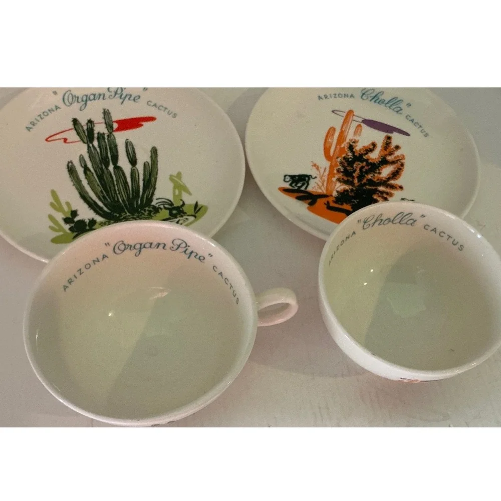 Other Brand Vintage Arizona Cactus Teacup Saucer Set Organ Pipe Cholla Desert 2p